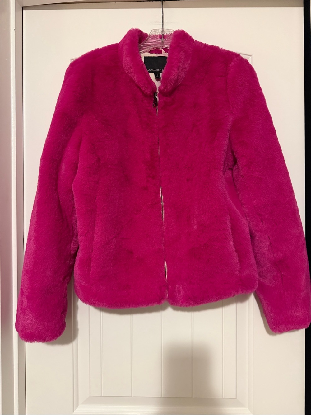 Banana Republic Faux Fur Zip-Front Jacket - Fushia